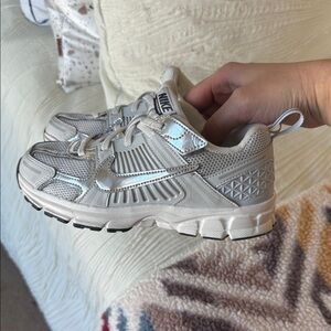 Nike Kids' White and Silver Sneakers